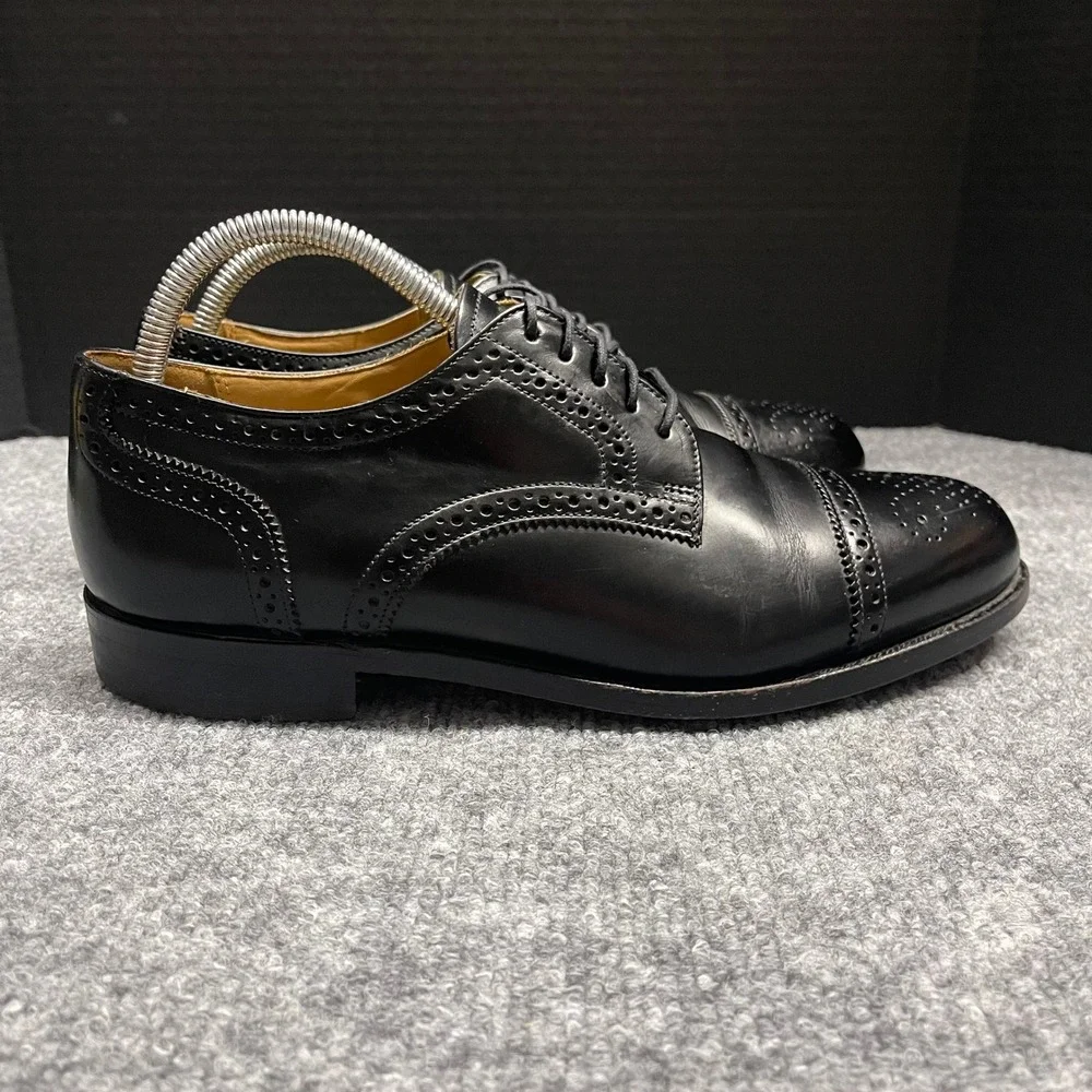 Bostonian Crown Shoes Size 9 D/B Windsor First Flex Black Leather Wingtip Brogue